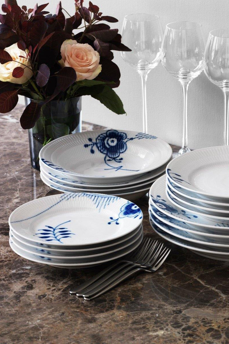 Royal Copenhagen Blå Mega riflet dyb tallerken - 21 cm. - Bahne